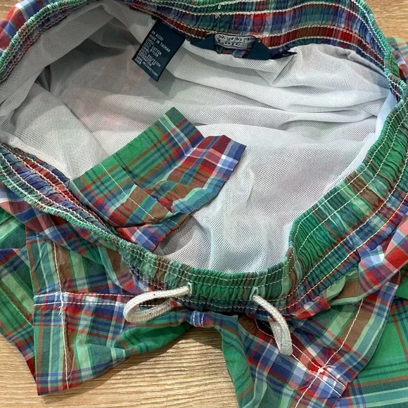 VTG Polo Ralph Lauren Swim Short Mens Trunks Large Plaid Pony Logo Lined Preppy - Picture 10 of 11